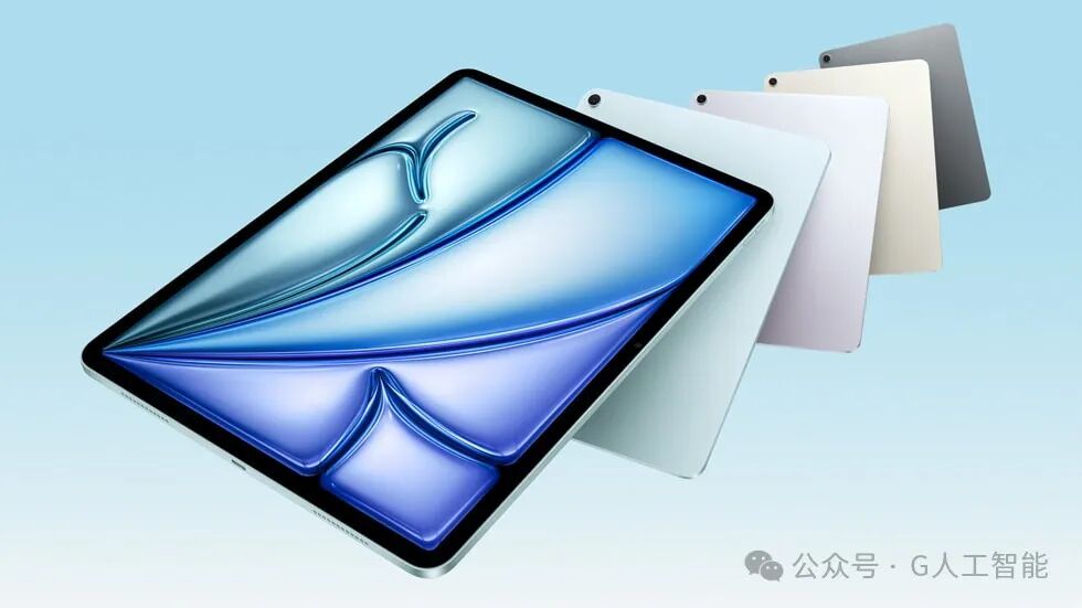 Five iPad Air with M3 devices are shown fanned out.