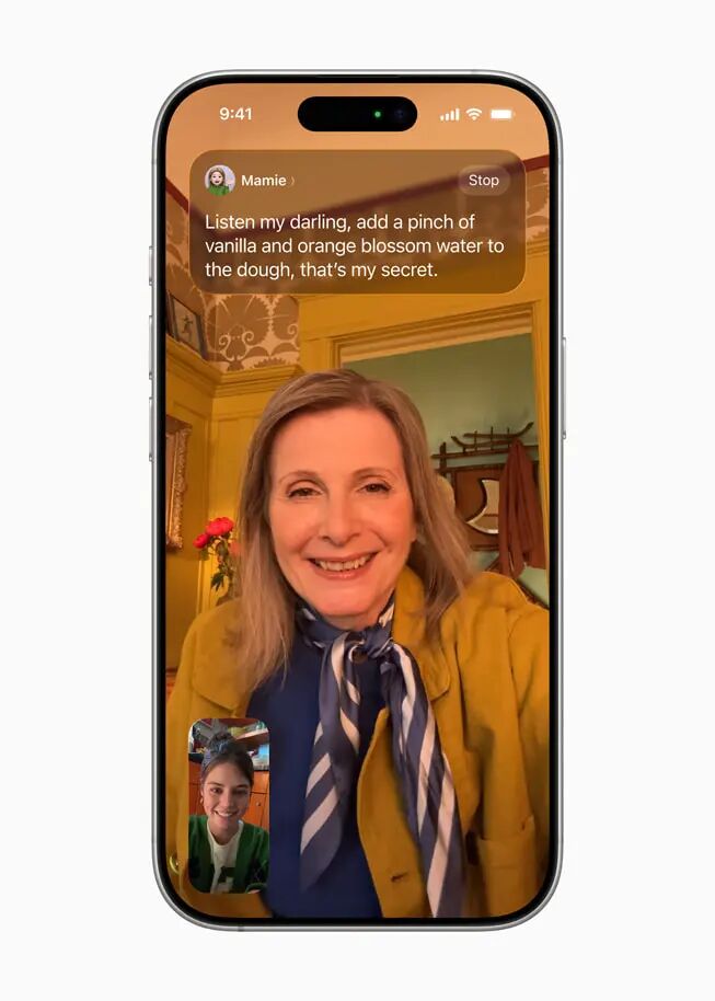 在 iPhone 16 Pro 上展示「FaceTime」的「Live Translation」功能。